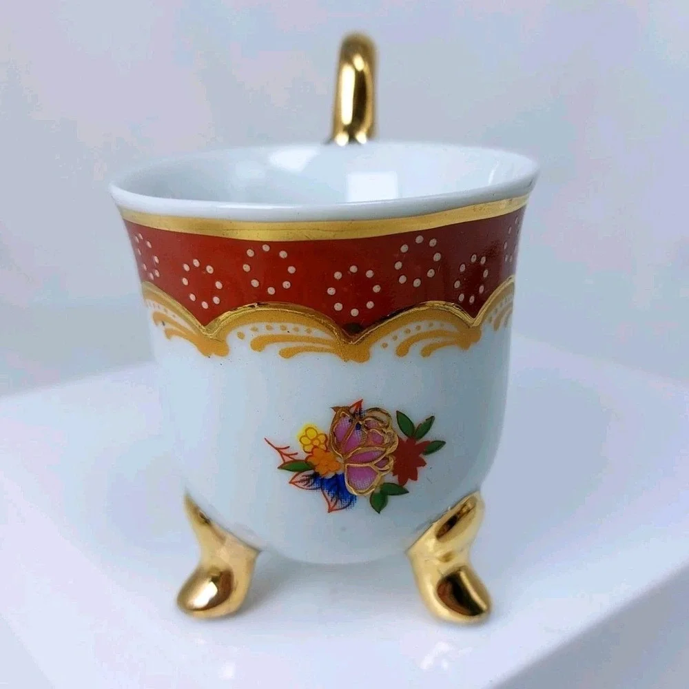 Vintage Demitasse Espresso Cup Porcelain Floral Ornate Gold Bavaria Germany 3.5